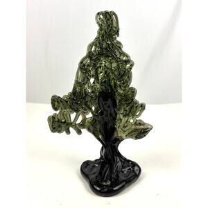 VTG Green 24% Lead Crystal Christmas Tree Peter‎ Kaspar Art Glass Unique Rare